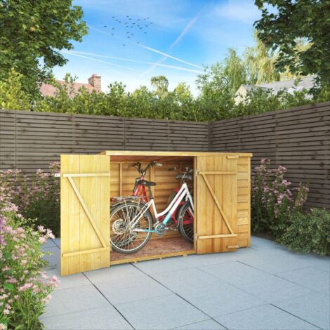 3 x 6 Feet Overlap Pent Bike Store - Timber - L98.1 x W195.2 x H122.4 cm - Brown (1/5)
