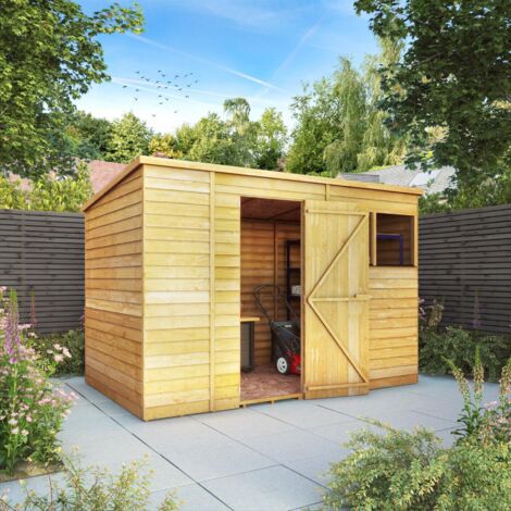 10 x 6 Feet Overlap Pent Shed - Timber - L189.1 x W297.4 x H200.7 cm - Brown