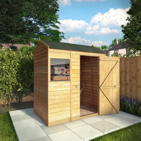 6 x 4 Feet Overlap Reverse Apex Shed - Timber - L131.3 x W181.8 x H208.3 cm - Brown (1/5)
