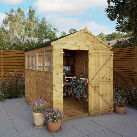 8 x 6 Feet Shiplap Apex Shed - Timber - L240.8 x W190.5 x H222.2 cm - Brown (1/5)
