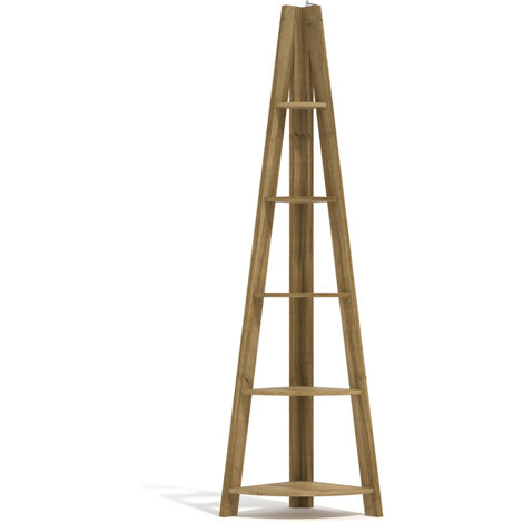 Tiva Corner Ladder Shelving - MDF - L38.6 x W38.6 x H175.4 cm - Oak (1/3)