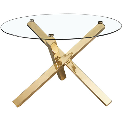 Capri Dining Table Glass Top with Gold Legs - Metal - L120 x W120 x H75.8 cm - Clear (1/4)