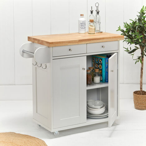 Portland Kitchen Island - Wood - L46 x W95 x H91 cm - White (1/2)