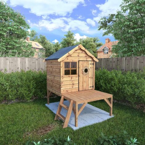 Snug Playhouse with Tower - Timber - L194 x W155.7 x H197.3 cm - Brown (1/5)