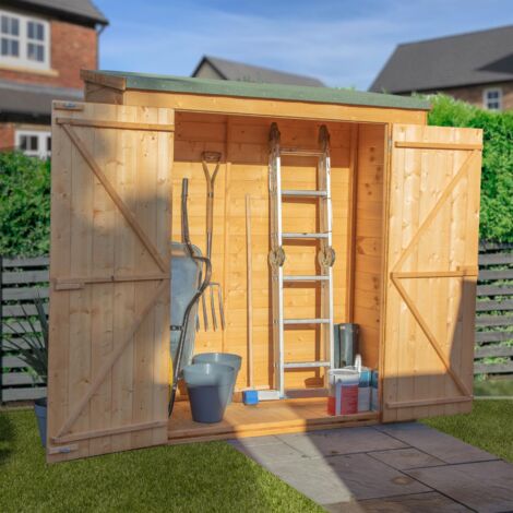 6 x 2'6 Feet Tongue and Groove Pent Storage Shed - Timber - L87.1 x W181.6 x H196.4 cm - Brown (1/5)