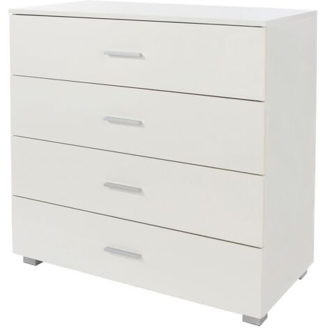 4 Drawer Chest of Drawers - MDP - L40 x W80 x H84 cm - White - Flat Packed (1/5)