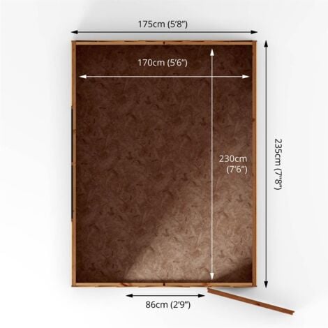 8 x 6 Feet Single Door Overlap Apex Shed - Timber - L240.4 x W190.5 x H198.6 cm - Brown