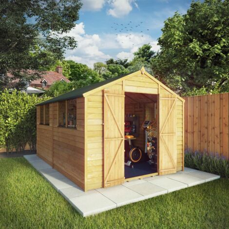 12 x 8 Feet Overlap Apex Shed - Timber - L357 x W248.4 x H211.8 cm - Brown