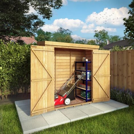 6 x 2'6 Feet Overlap Pent Storage Shed - Timber - L83.4 x W181 x H195.7 cm - Brown