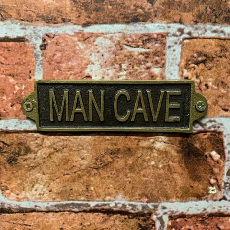 "Man Cave" - Wall Sign - Metal - L1 x W15 x H6 cm - Black