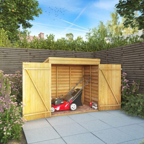 3 x 5 Feet Overlap Pent Mower Store - Timber - L95.5 x W142.9 x H141.9 cm - Brown (1/5)