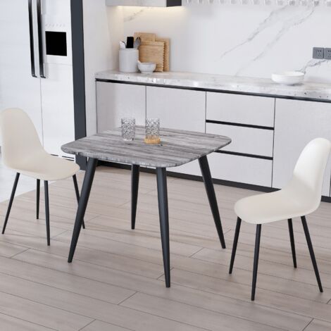 Curve Chair Plastic Seat with Metal Legs (Set of 2) - L52 x W46 x H84 cm - Calico/Black - Flat Packed (1/3)