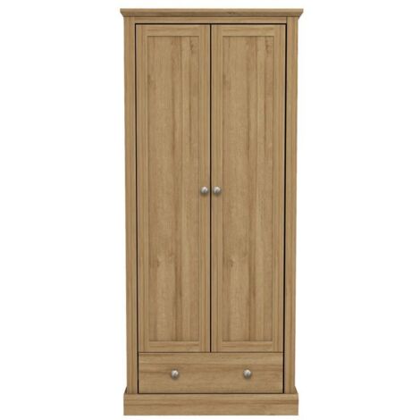 Devon 2 Door Wardrobe - Particle Board - L56 x W79.7 x H181.5 cm - Oak (1/3)