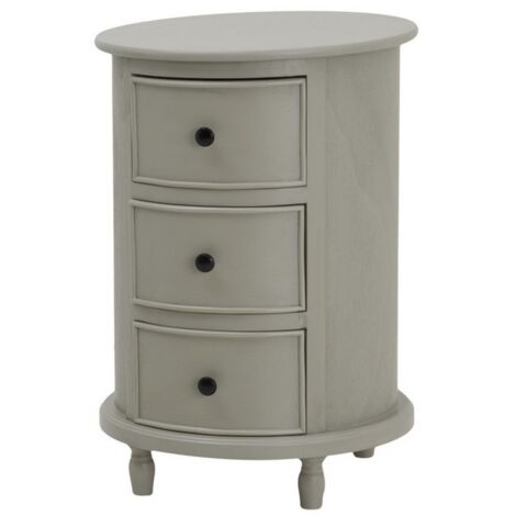 The Camden Collection 3 Drawer Round Side Table - Wood - L45 x W45 x H66 cm - Grey