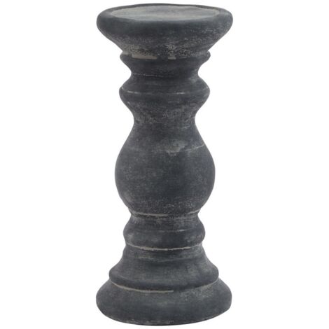 Amalfi Small Column Candle Holder - Ceramic - L10 x W10 x H20 cm - Grey
