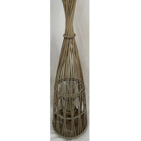 Small Conical Lantern with Glass Holder & LED Lights - Wicker - L25 x W25 x H90 cm
