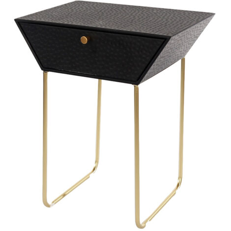 Apollo 1 Drawer Bedside Cabinet - L34.5 x W46 x H57.5 cm - Black/Gold - Partially Assembled