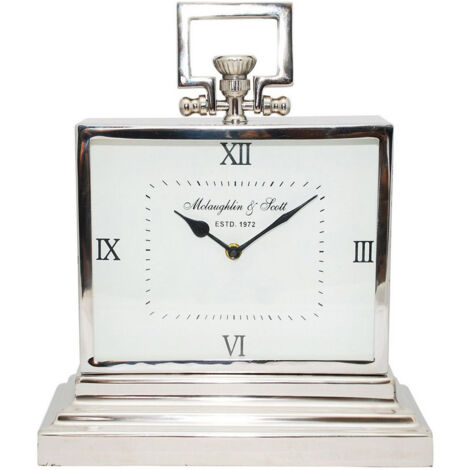 Latham Small Rectangular Clock with Roman Numerals - SS/Aluminum - L15 ...