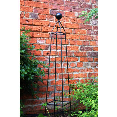 Cleo 4Ft Obelisk - Garden Plant Support - Solid Steel - L22 x W22 x H121.9 cm - Black - Finial is an additional extra