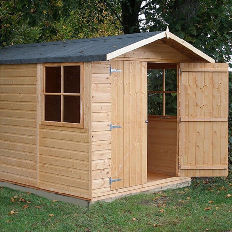 Guernsey Double Doors Tongue and Groove Garden Shed Workshop Approx 7 x 10 Feet