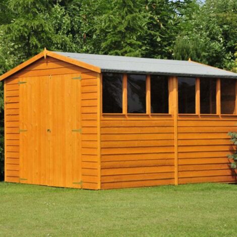 Overlap Double Door Garden Shed - Dip Treated Approx 12 x 6 Feet