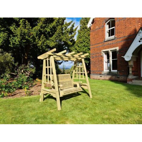 Pergola Swing, Wooden Garden Swinging Seat Hammock with Trellis - L125 x W180 x H185 cm - Minimal Assembly Required (1/5)