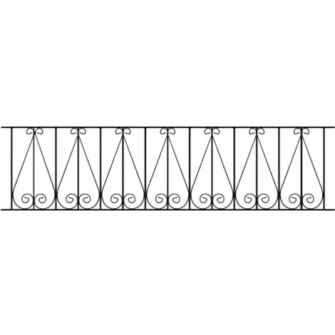 Regent Scroll Railing Panel - Solid Steel - Fits Gap of 1830 mm x 395 mm High - Electro Galvanised/Black Powder Coated