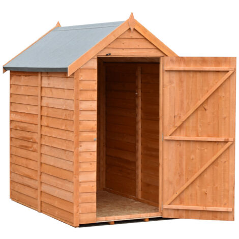 Overlap 6 x 4 Feet Dip Treated Value Range Apex Shed Single Door