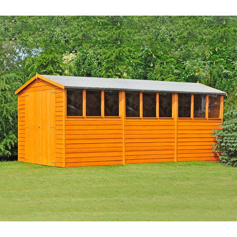 Overlap 10' x 15' Dip Treated Apex Shed Double Door with Windows