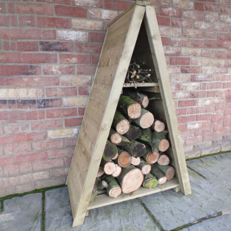 Small Triangular 2' 8" x 1' 4" Tongue & Groove Pressure Treated Log Store (1/5)