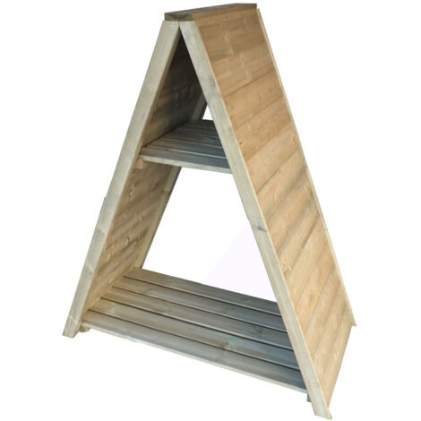 Large Triangular 3' 11" x 2' Tongue & Groove Pressure Treated Log Store (1/6)