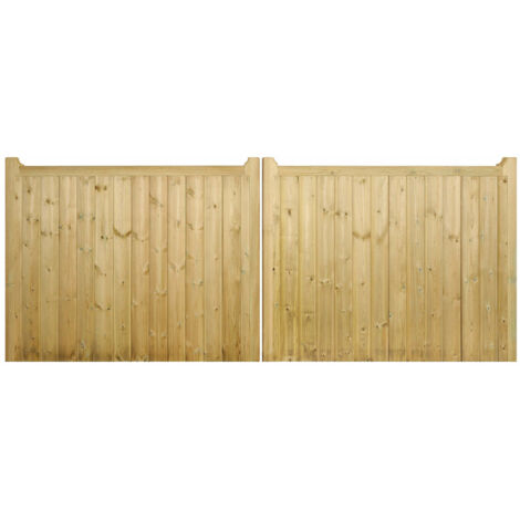 Drayton Square Top Low Double Driveway Gate - Pressure Treated Scandinavian Redwood - W2700 x H950 mm