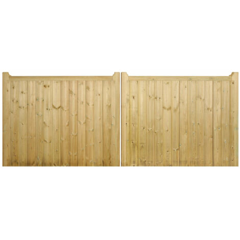 Drayton Square Top Low Double Driveway Gate - Pressure Treated Scandinavian Redwood - W3600 x H950 mm