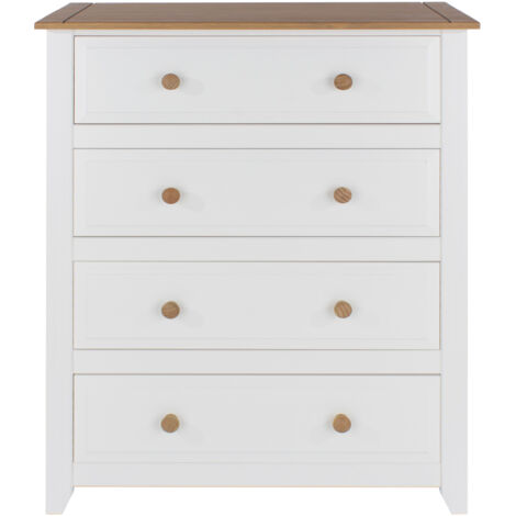 Capri 4 Drawer Chest - MDF/Pine - 83.5 x 43.5 x 104.3 cm - White/Antique Waxed Pine (1/3)