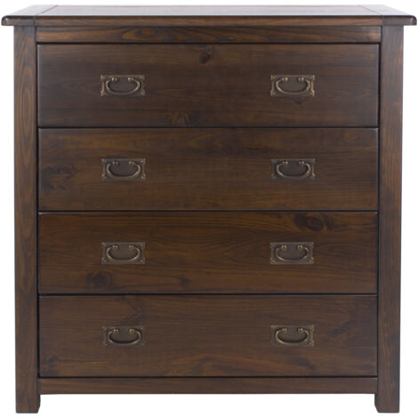 Boston 4 Drawer Chest - Pine - 90 x 40 x 95 cm - Dark Brown (1/4)