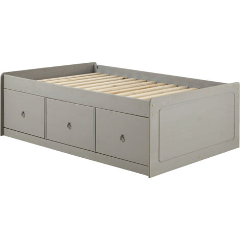 Corona Grey & Antique Waxed Pine 3'0" Cabin Bed with 3 Drawers (1/2)