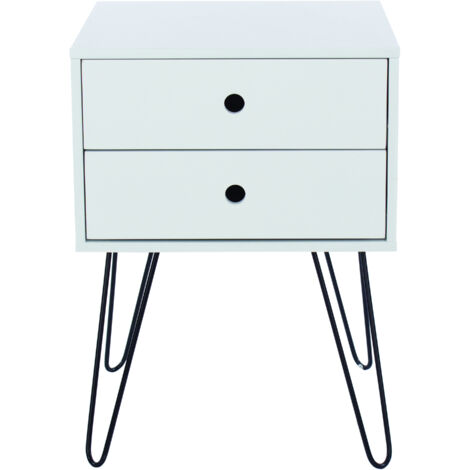 Options Telford, 2 Drawer Bedside Cabinet - MDF/Metal - 40 x 40 x 54 cm - White/Black (1/3)