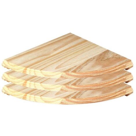 Home Ideas Corner Shelf Kit (3 Pack) - Solid Wood - 285 x 285 x 16 mm - Natural Wood (1/2)