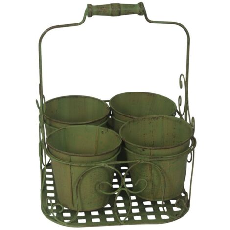 4 Decorative Basket Pot Holder - L25 x W25 x H30 cm - Green