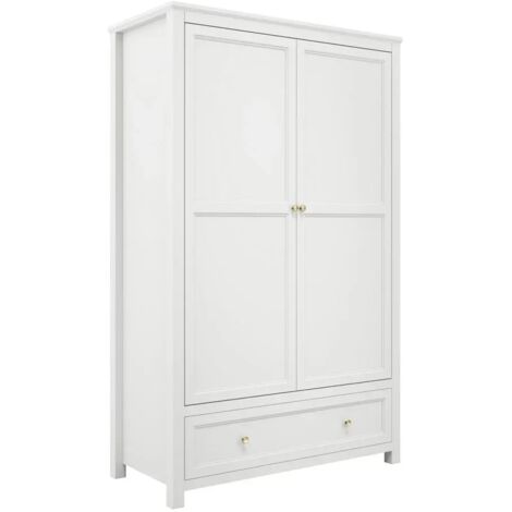 Ives 2 Door Wardrobe - Engineered Wood/Metal - L55 x W118 x H191 cm - White/Antique Brass (1/4)