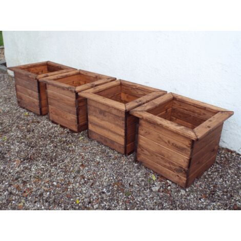 Charles Taylor 4 x Wooden Raised Square Planter Beds Pots (1/4)