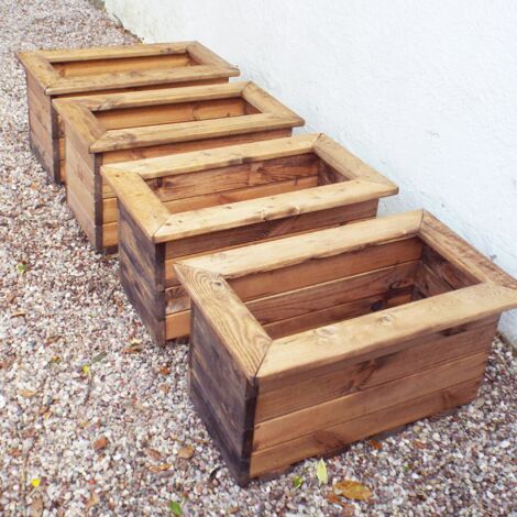 Charles Taylor 4 x Wooden Raised Planter Beds Pots Small Troughs (1/4)
