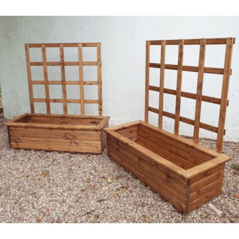 Charles Taylor 2 x Wooden Kensington Raised Planter Bed & Trellis Large Trough (1/4)