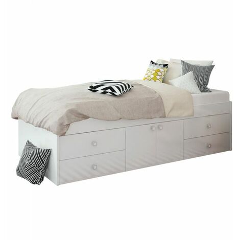 3 Feet Arctic Multi Drawer Cabin Storage Single Bed - L196 x W96 x H51 cm - White