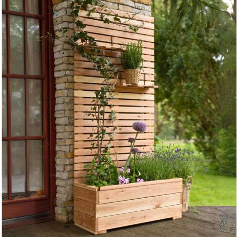 Jagram Wooden Garden Raised Bed Planter & Trellis Venetian Larch 230x60x43cm