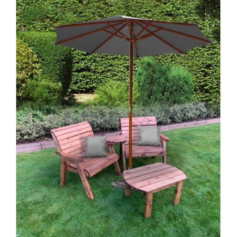 Grand Twin Angled Chair with Coffee Table - W240 x D90 x H98 cm - Fully Assembled - Grey Cushion Included (1/5)