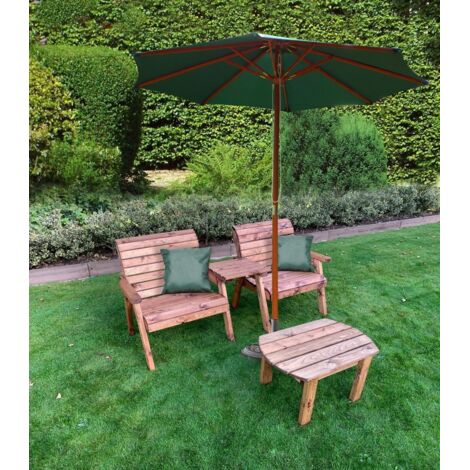 Grand Twin Straight Chair with Coffee Table - W220 x D74 x H98 cm - Fully Assembled - Green Cushion Included (1/4)