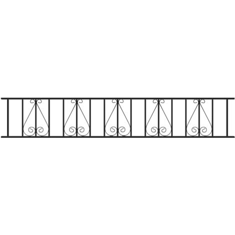 Stirling Scroll Railing Panel - Solid Steel - Fits Gap of 1830 mm x 403 mm High - Electro Galvanised/Black Powder Coated