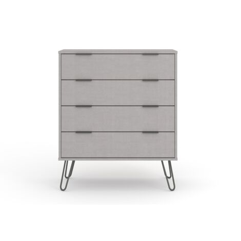 4 Drawer Chest of Drawers - Textured Manufactured Board/Metal - 76.5 x 39.5 x 90.3 cm - Grey (1/4)