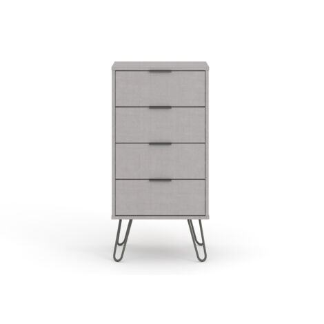 4 Drawer Narrow Chest of Drawers - Textured Manufactured Board/Metal - 45 x 39.5 x 90.3 cm - Grey (1/4)
